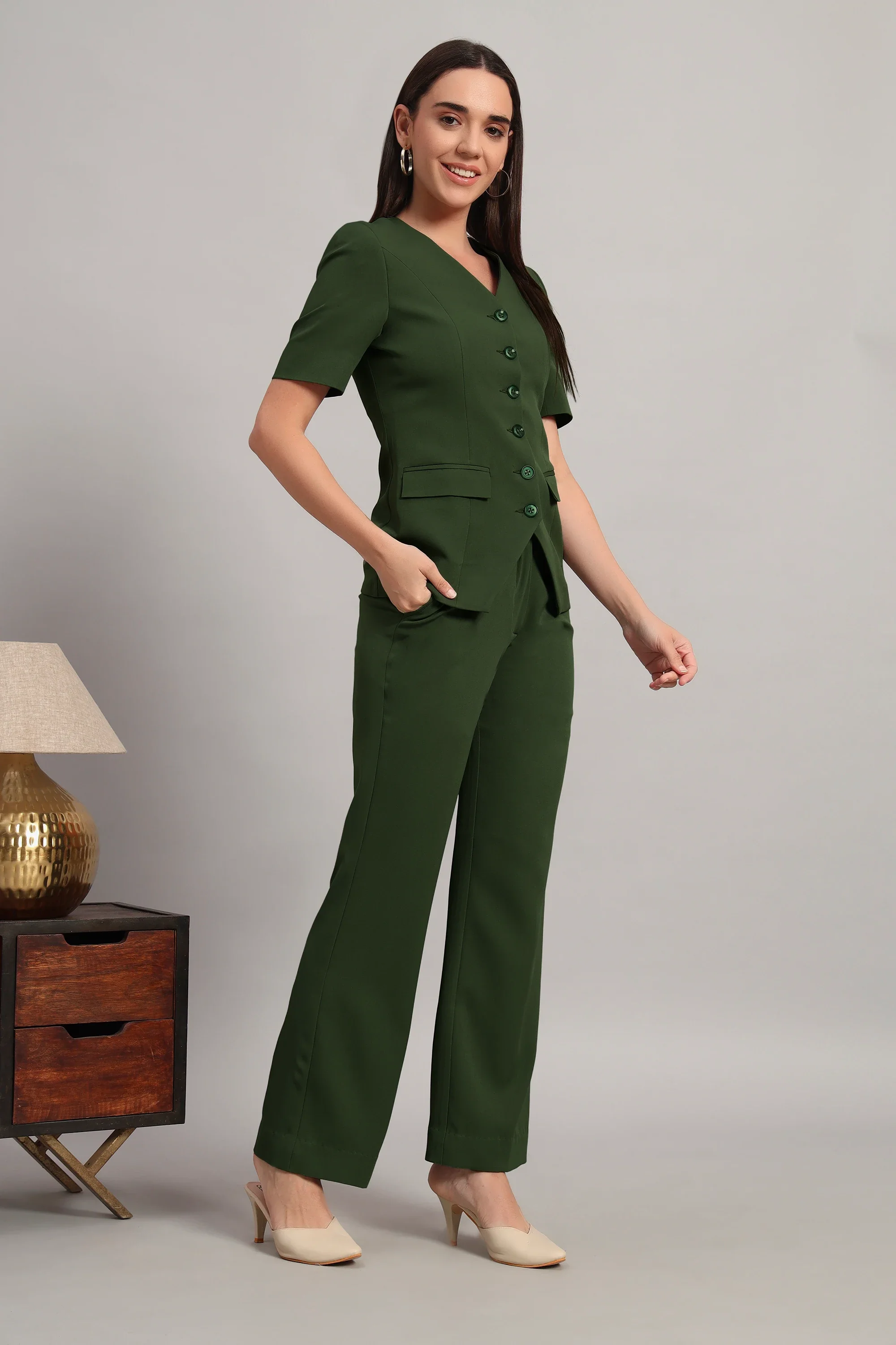 The Breezy Blazer Set, Olive Green - Image 4