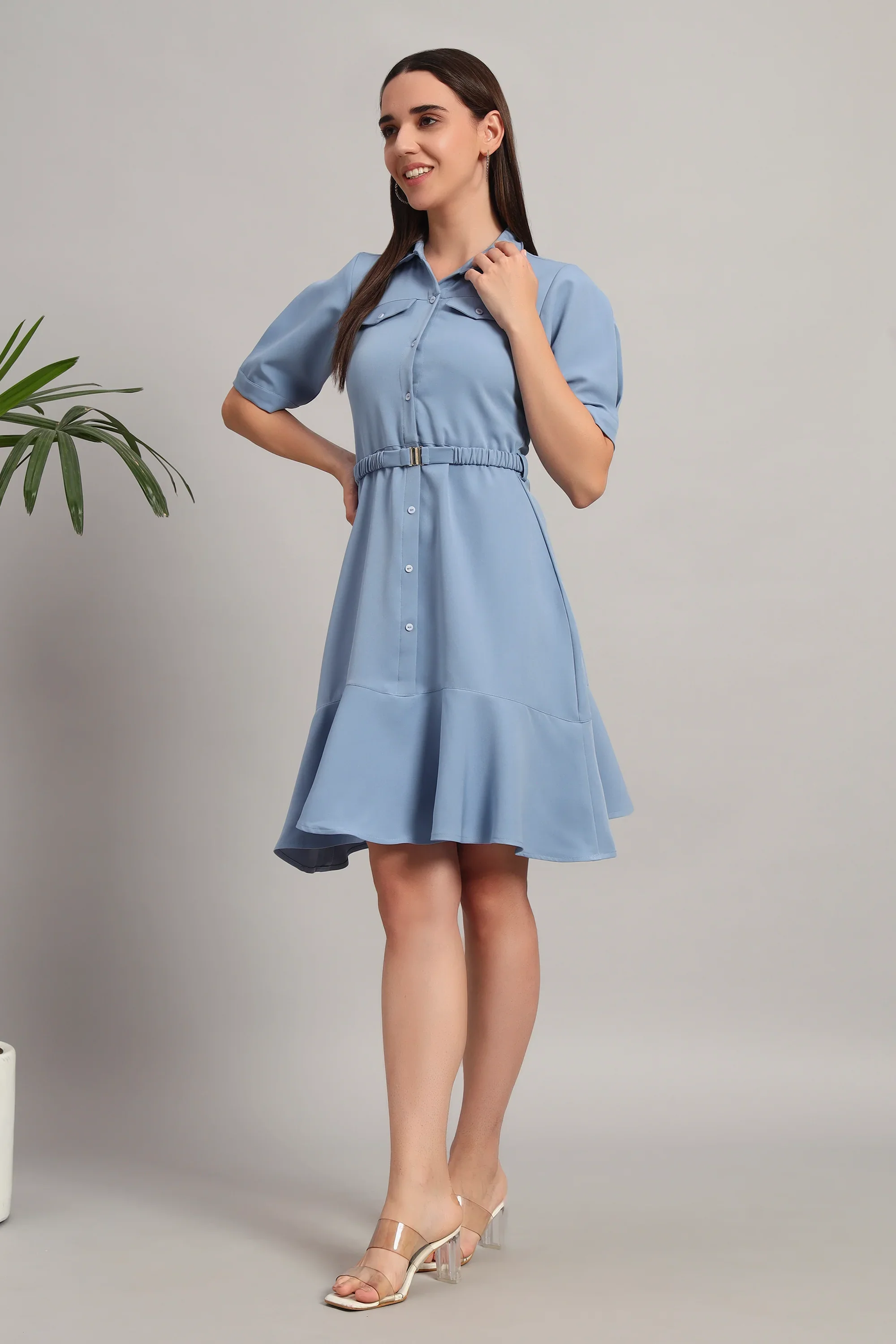 The Summer Shirt Dress, Blue - Image 3
