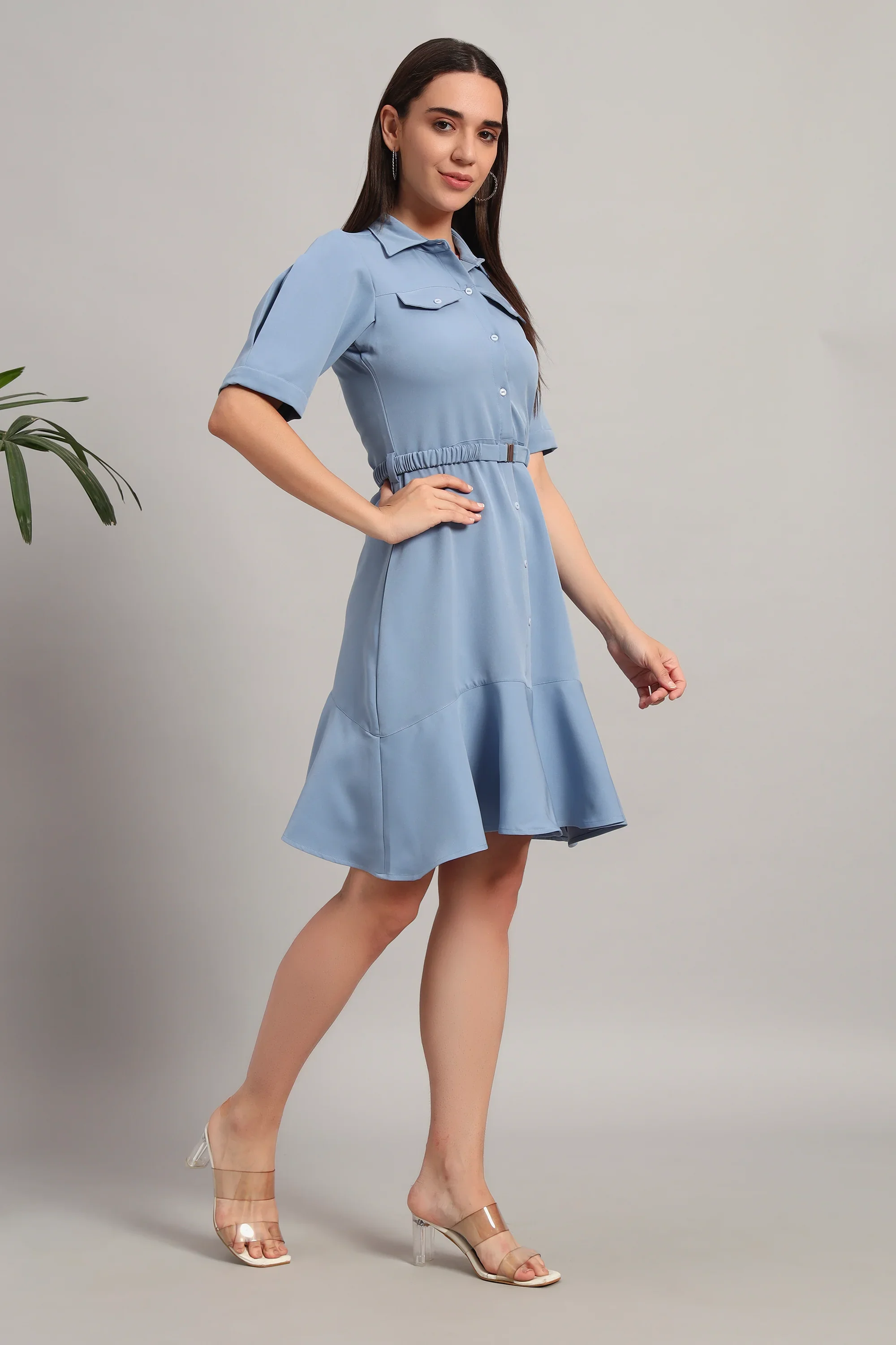 The Summer Shirt Dress, Blue - Image 4