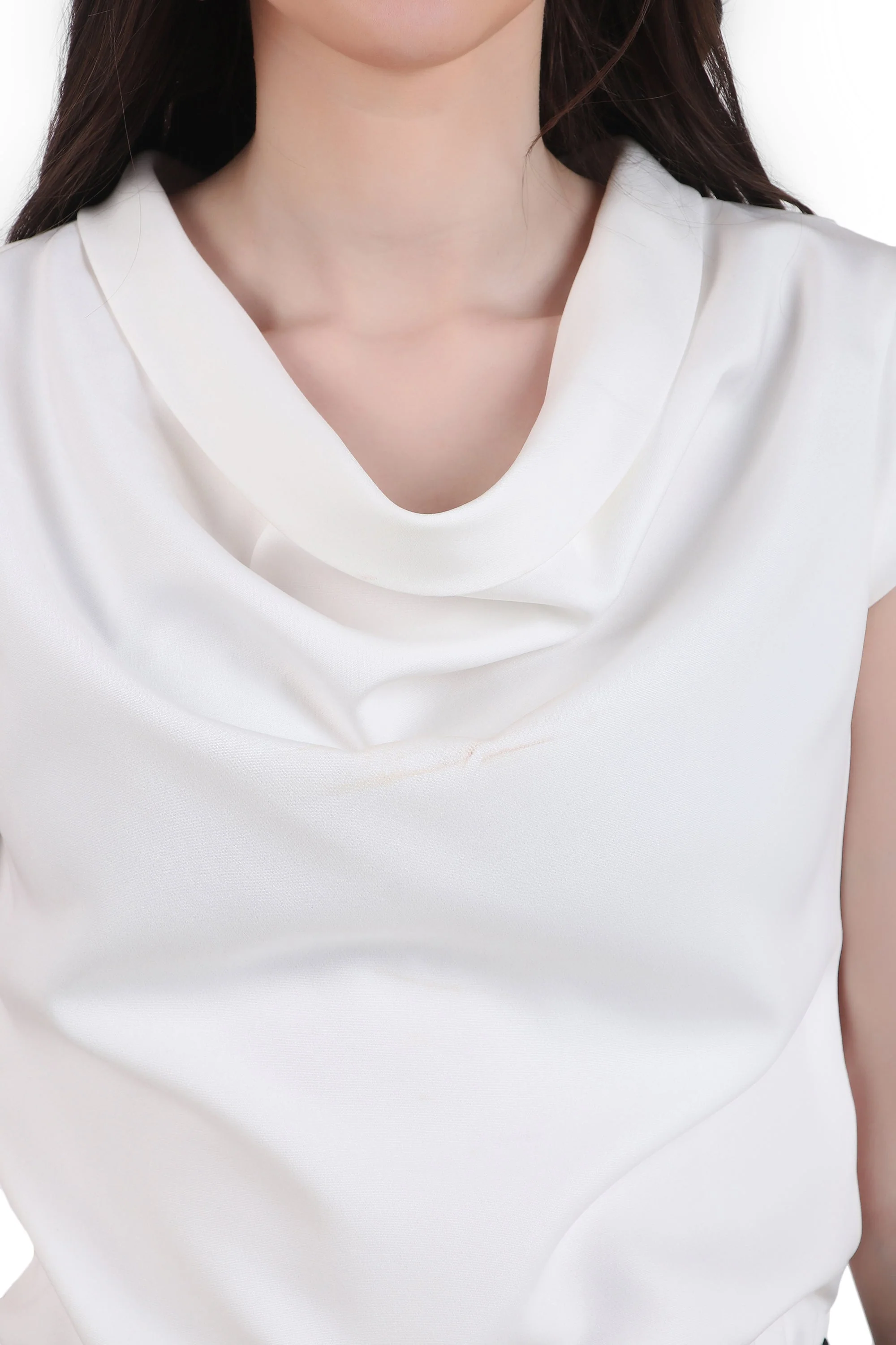 Timeless White Draped Neck Top - Image 6