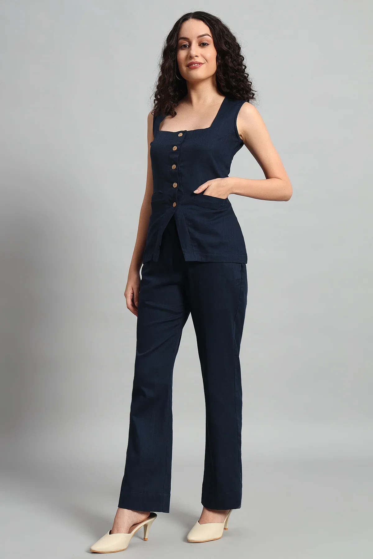 Urban Ease Co-ord Set, Navy Blue - Image 3