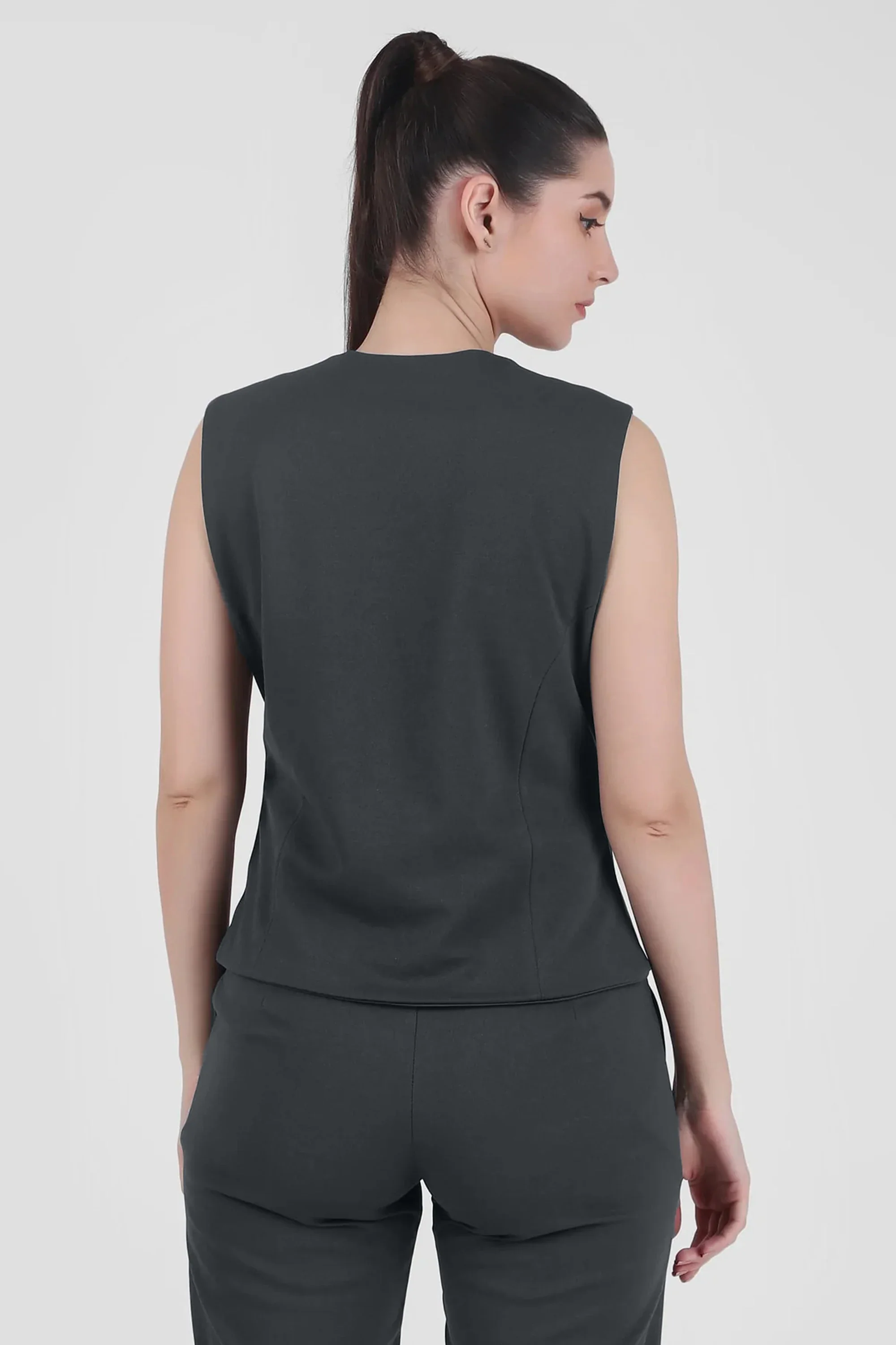 V Neck Tailored Waistcoat, Blusish Gray - Image 6