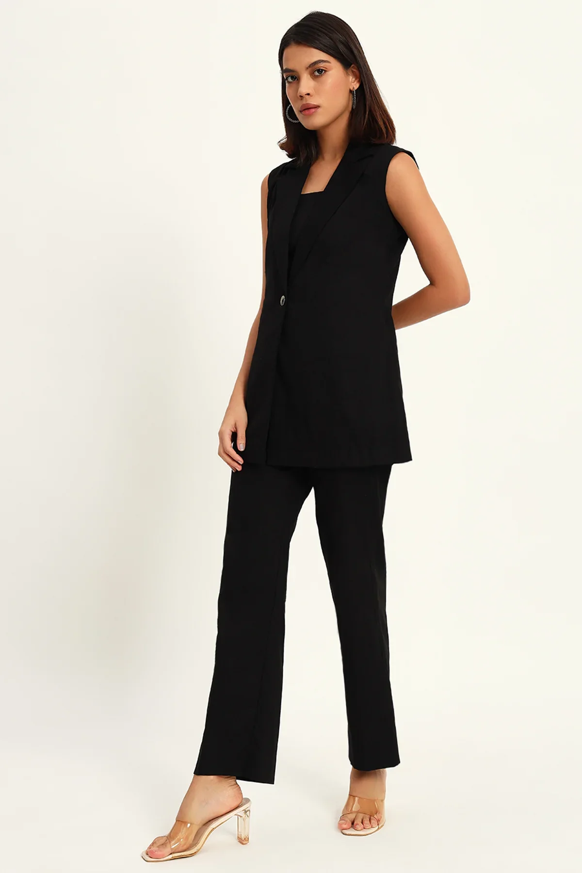 Versatile Linen Trio Jacket Co-ord Set,  Black - Image 6