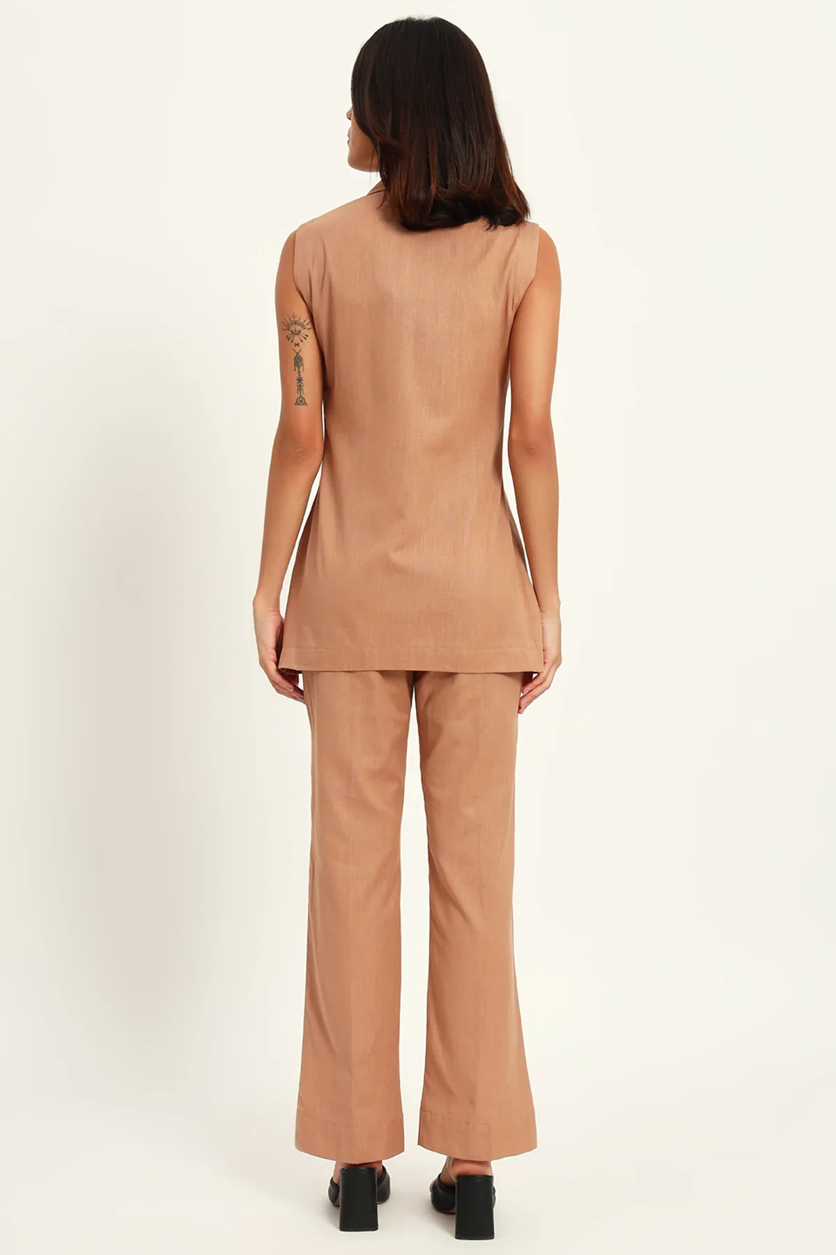 Versatile Linen Trio Jacket Co-ord Set, Camel - Image 8