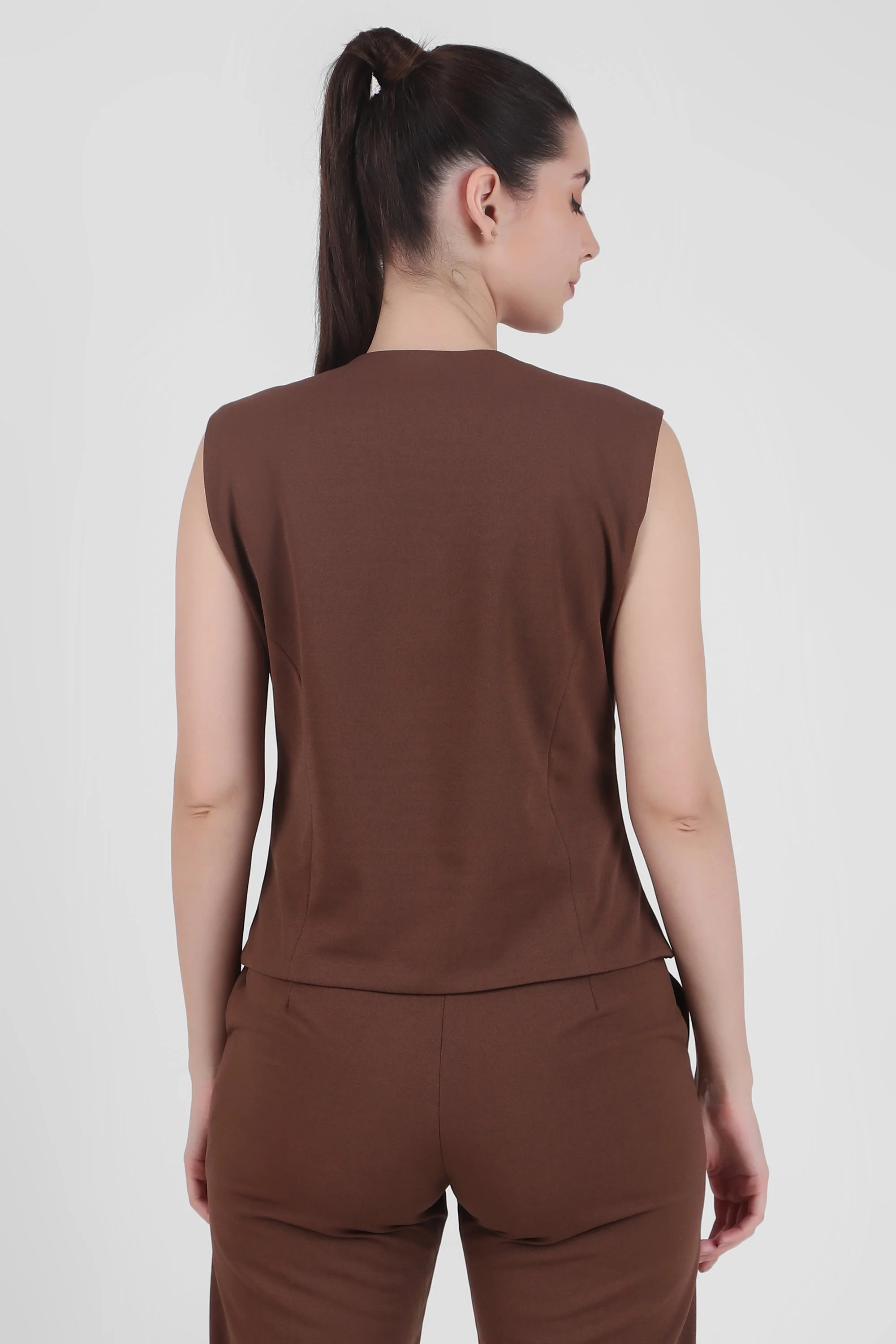 Waistcoat And Trousers Co-ord Set - Brown - Image 6