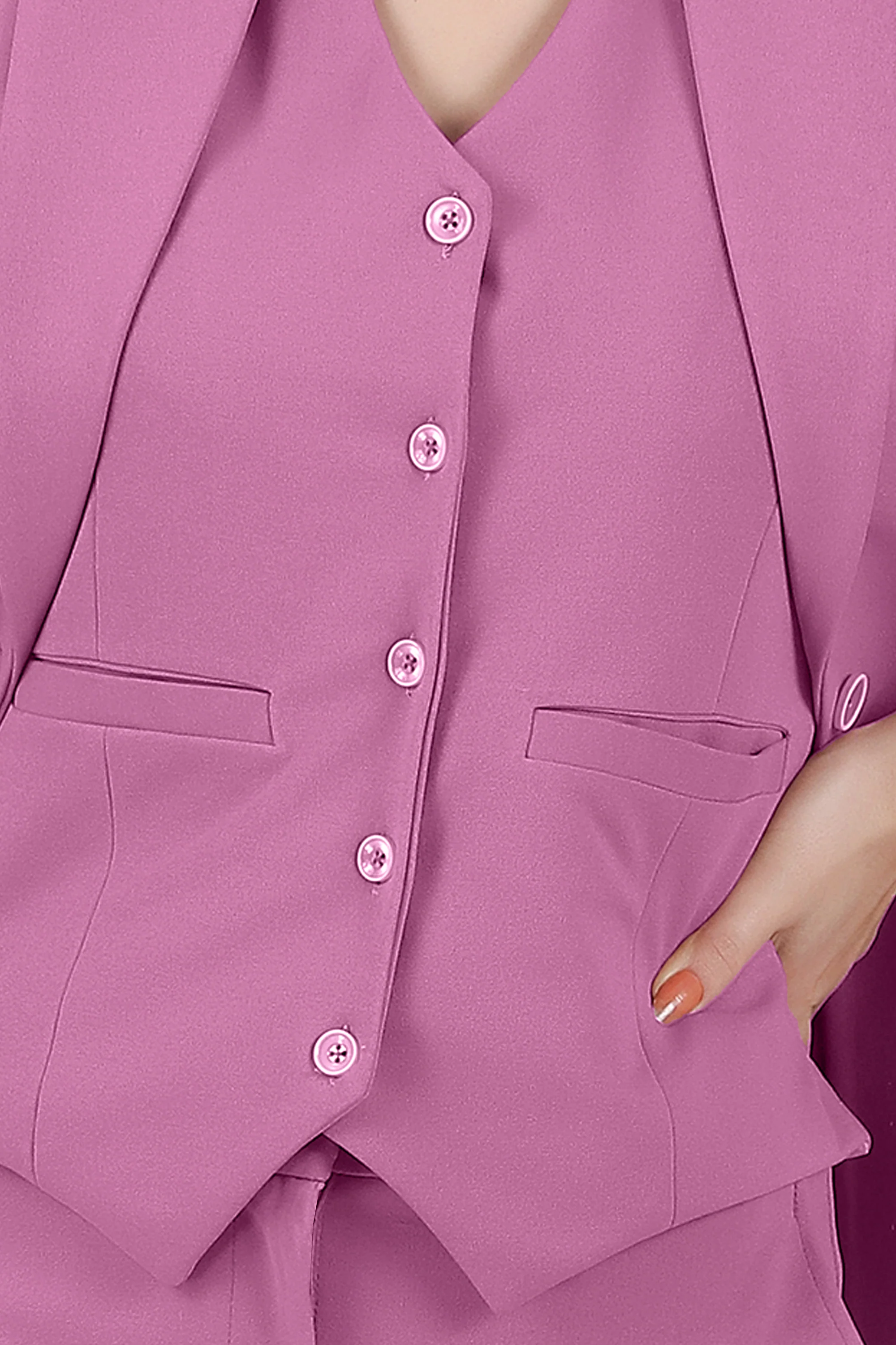 Waistcoat And Trousers Co-ord Set - Dusky Mauve - Image 3