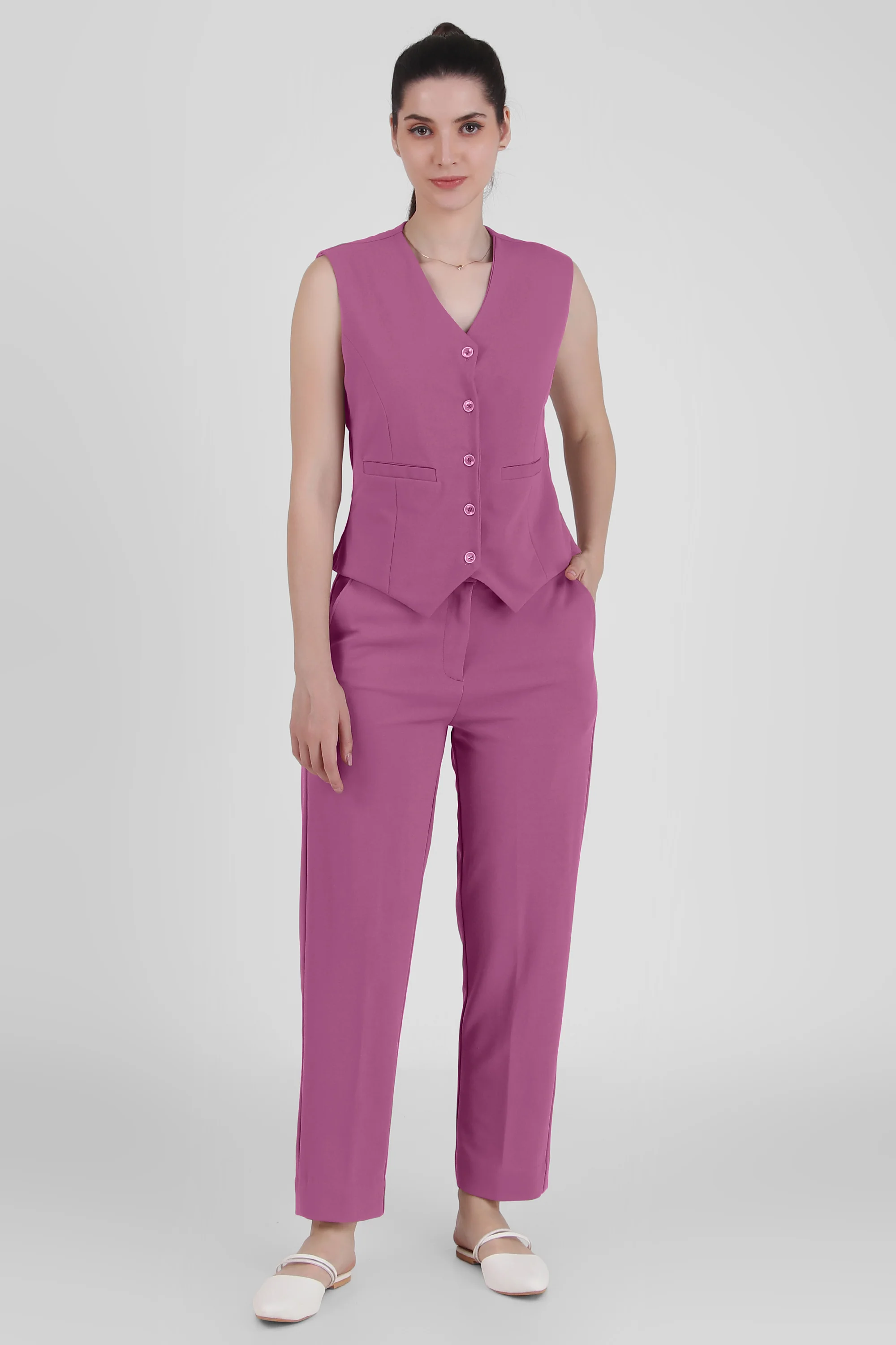 Waistcoat And Trousers Co-ord Set - Dusky Mauve - Image 5