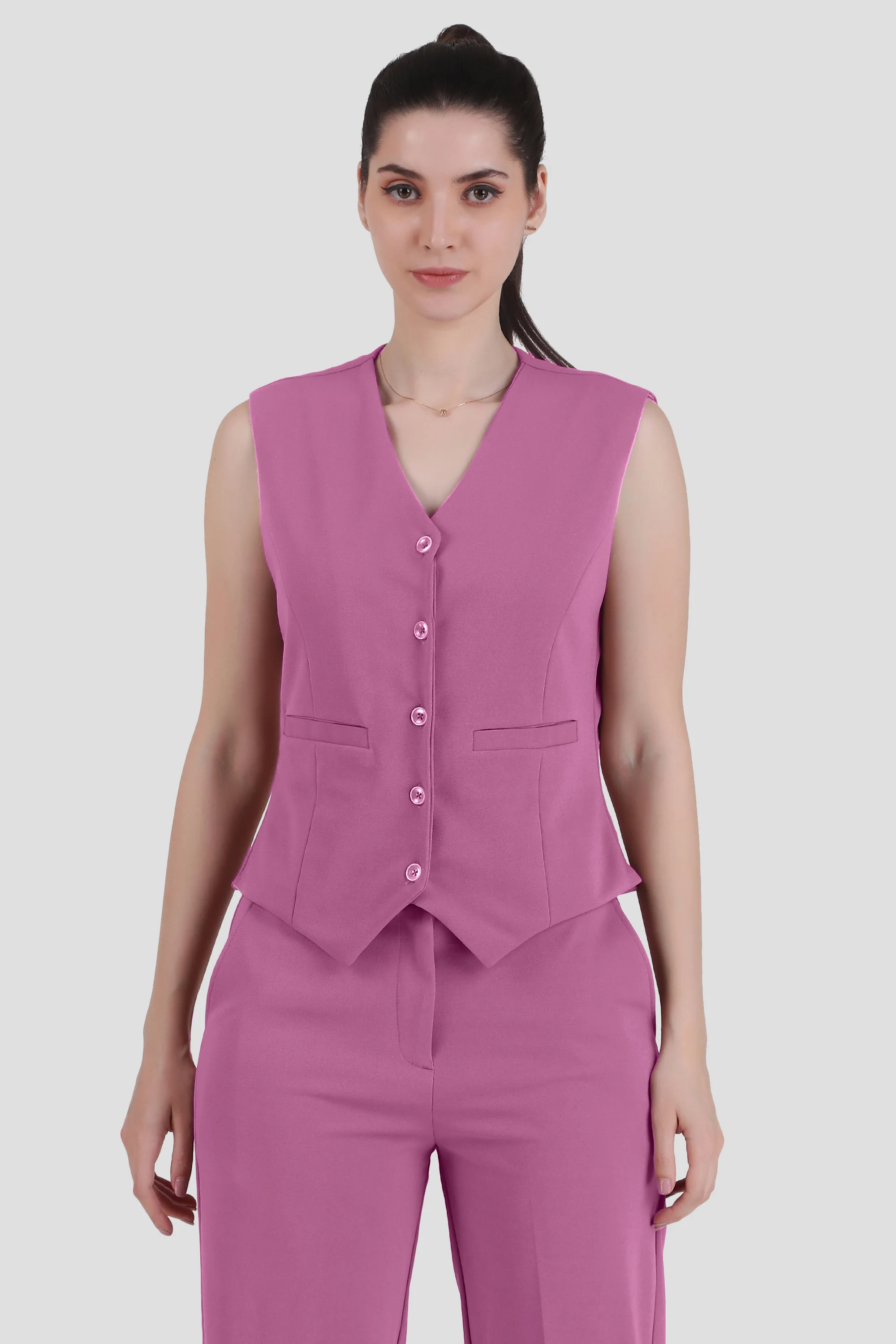 Waistcoat And Trousers Co-ord Set - Dusky Mauve - Image 8