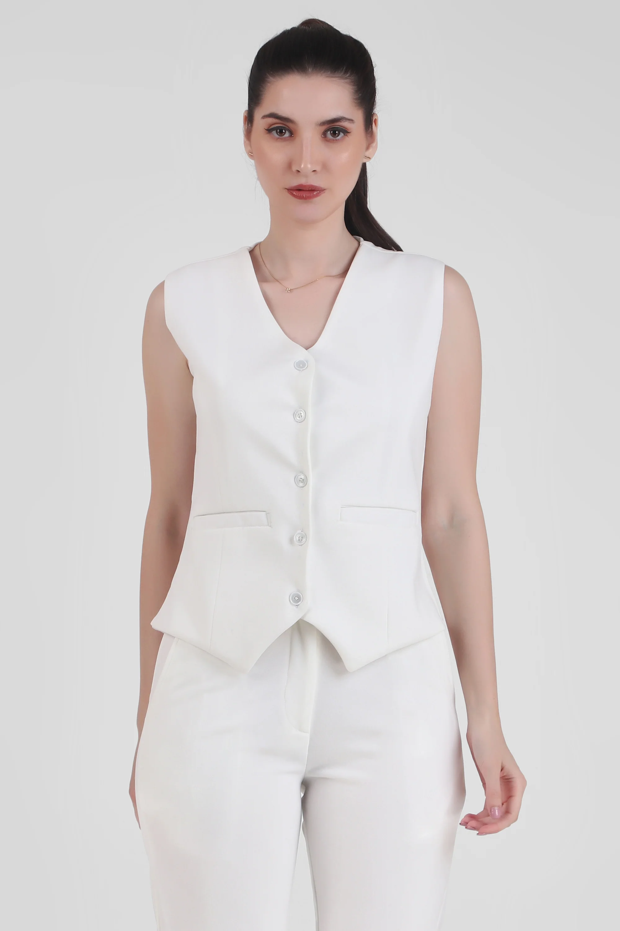 Waistcoat And Trousers Co-ord Set - Ivory - Image 3