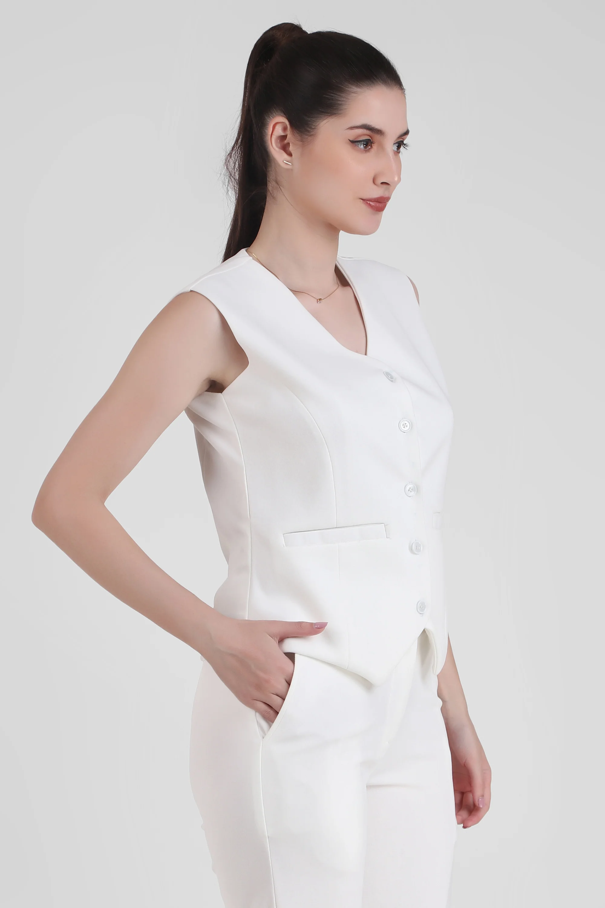 Waistcoat And Trousers Co-ord Set - Ivory - Image 4