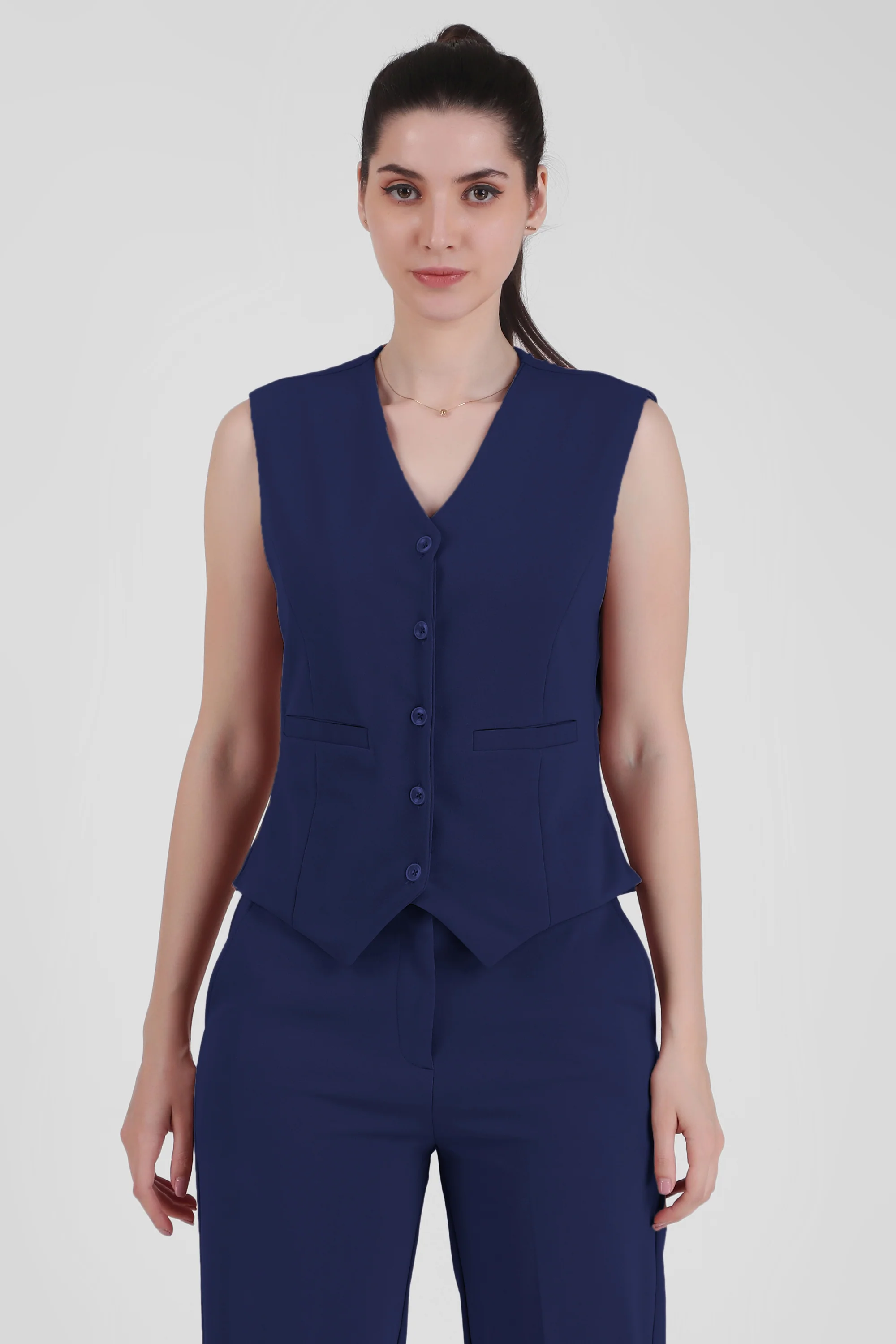 Waistcoat And Trousers Co-ord Set - Midnight Blue - Image 3