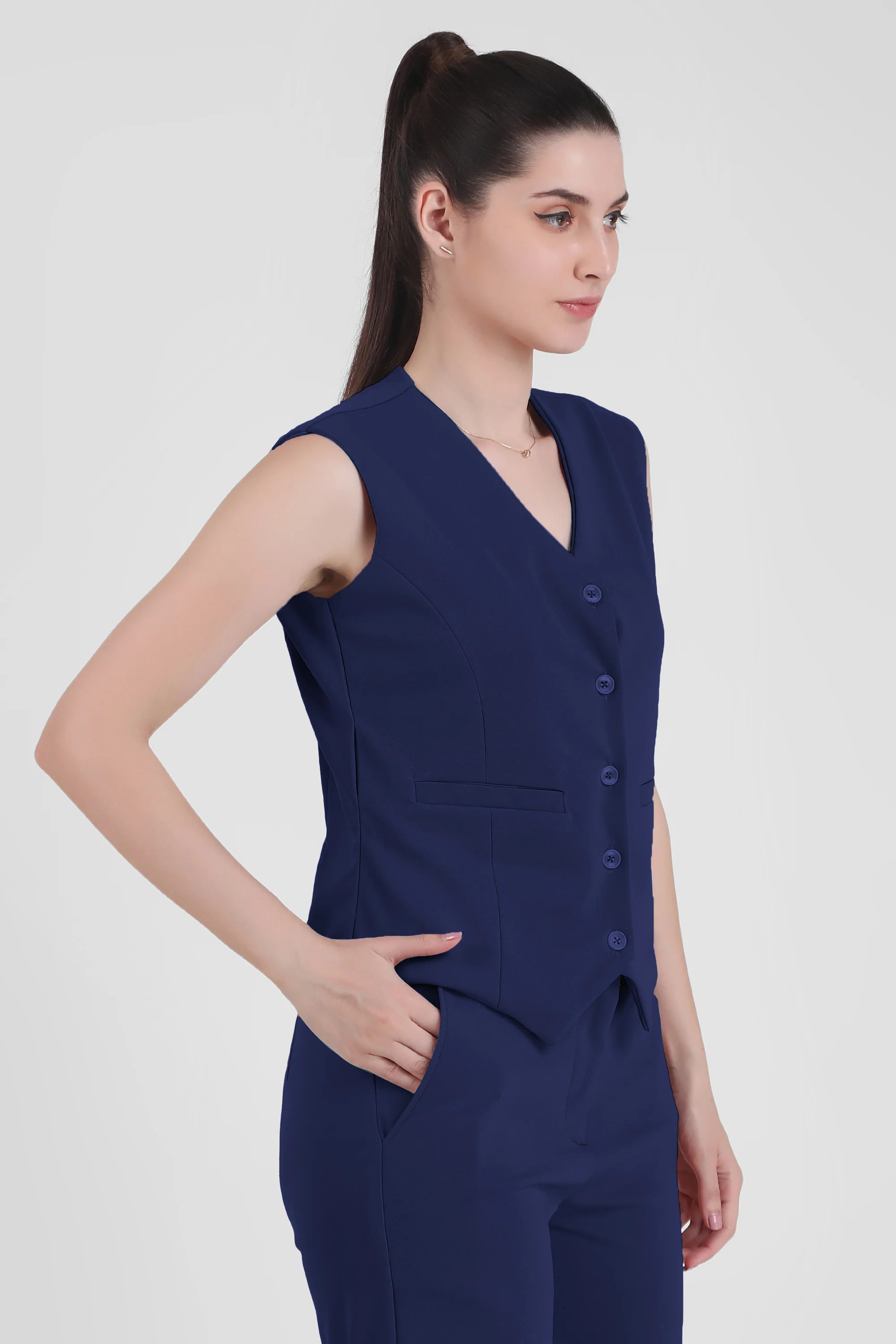 Waistcoat And Trousers Co-ord Set - Midnight Blue - Image 4