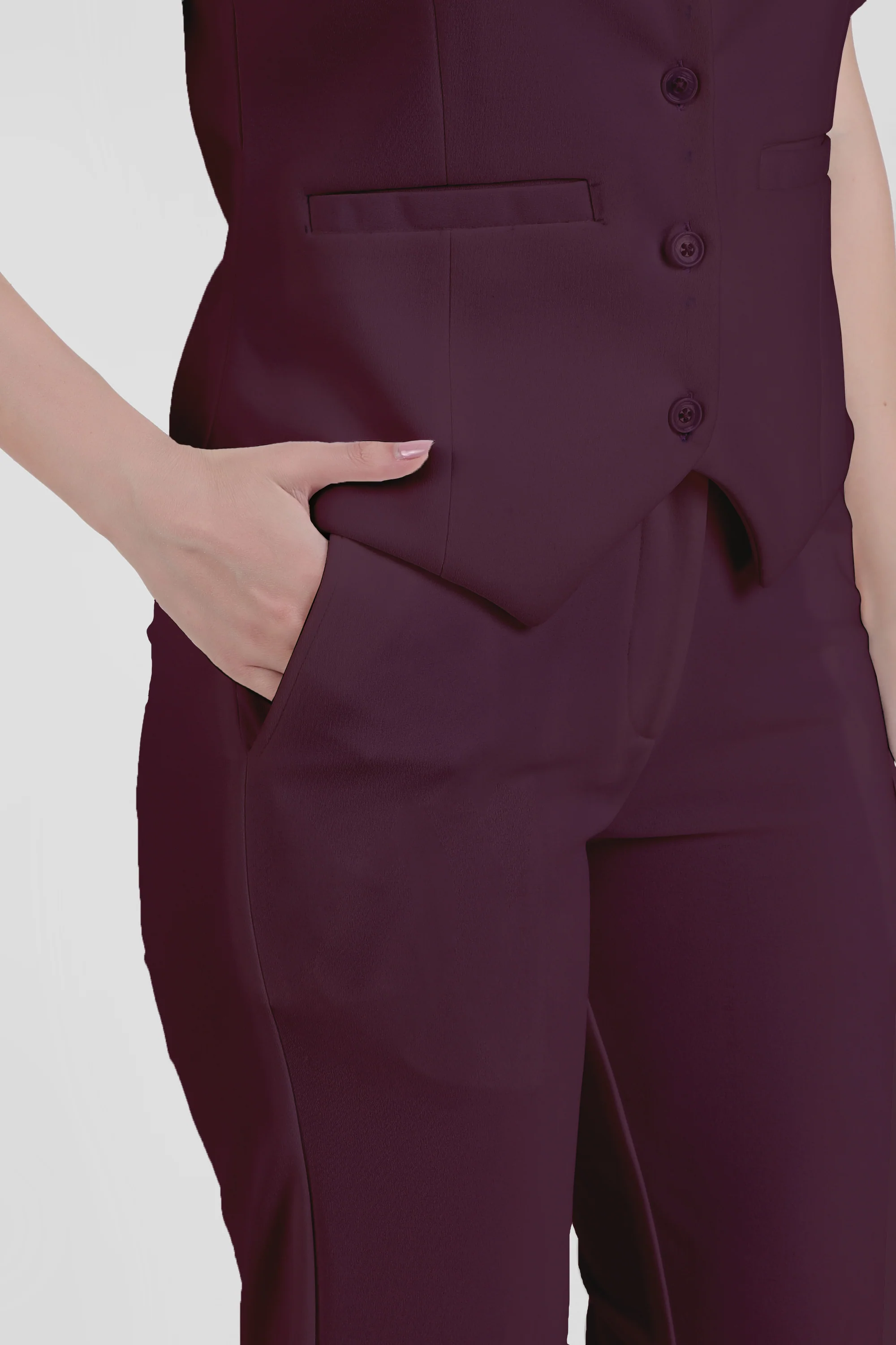 Waistcoat And Trousers Co-ord Set - Plum - Image 5