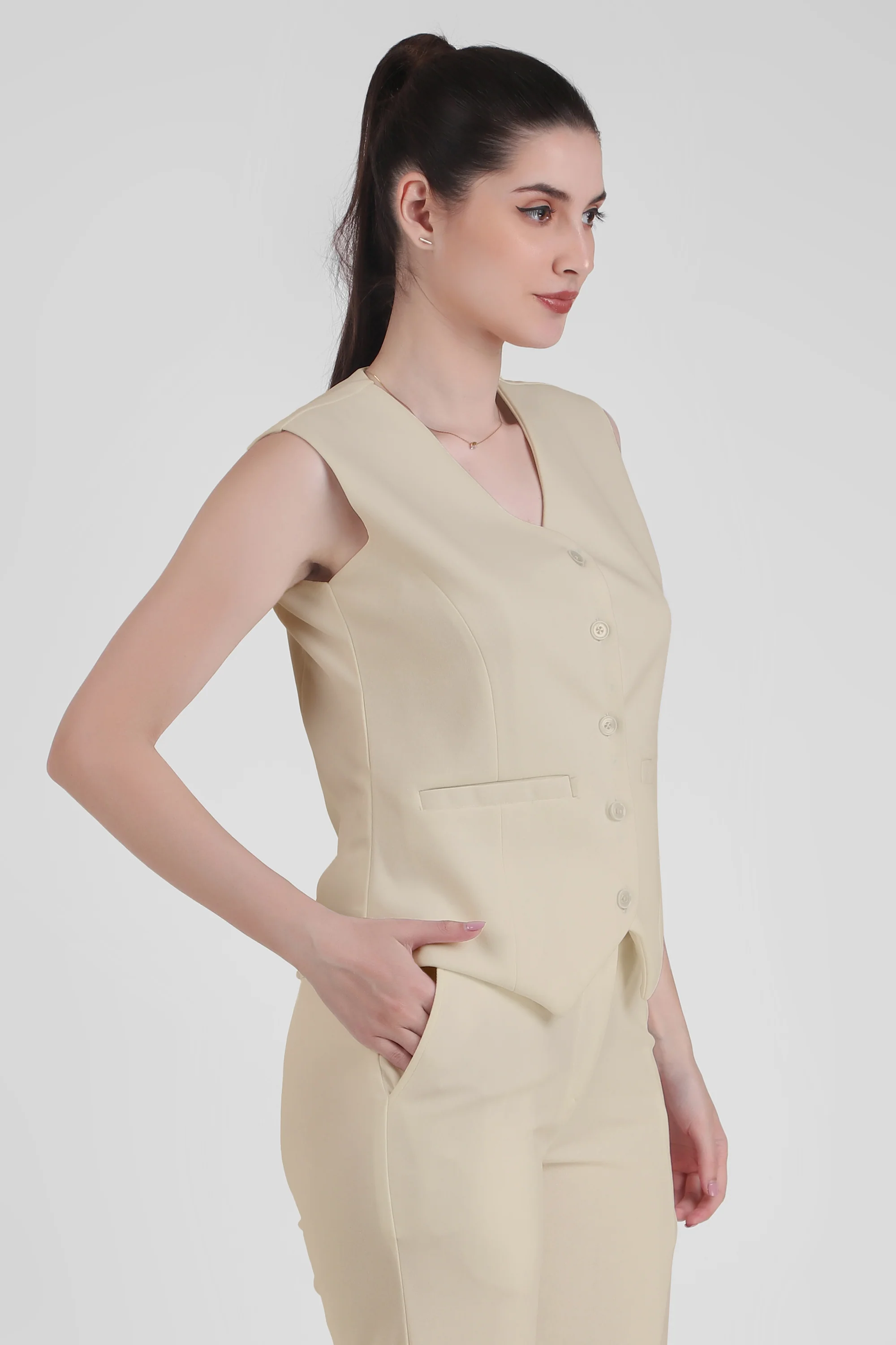Waistcoat And Trousers Co-ord Set - Sand - Image 3